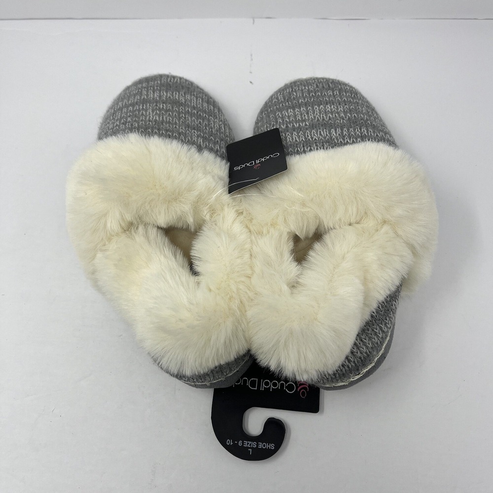 Cuddl Duds Twist Knit Slipper Bootie with Sherpa Lining Size Large 9-10 NEW - Picture 4 of 9
